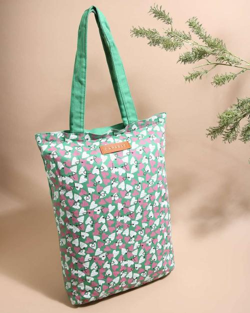 Women Heart Print Tote Bag