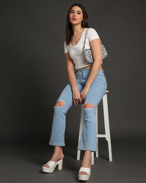 Ripped Bootcut Jeans