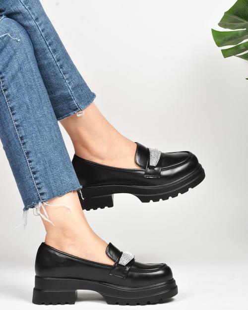 heeled platform loafers