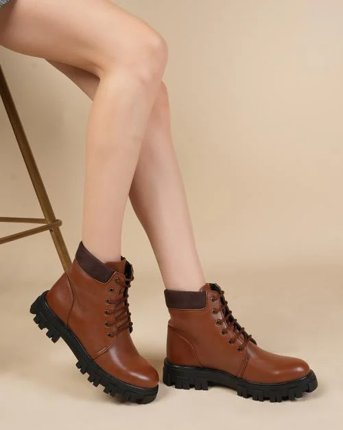 Women High-Top Lace-Up Boots