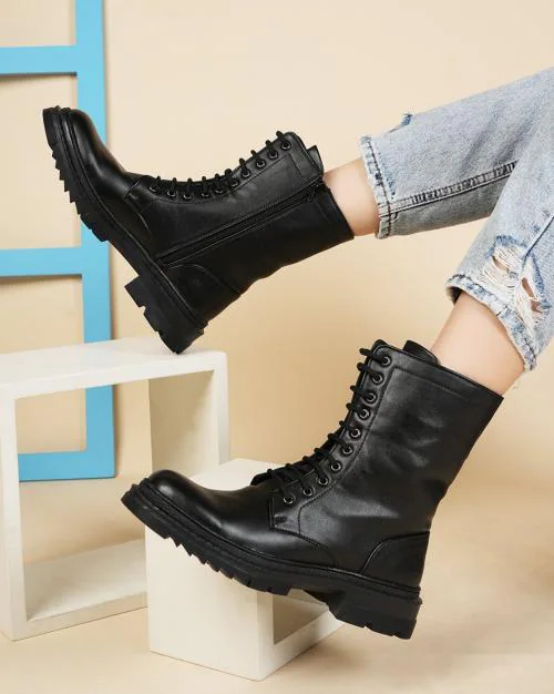 Women Ankle-Length Lace-Up Boots