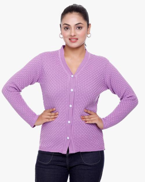 Basket-Weave Knit Cardigan