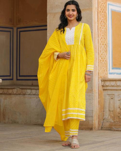 Bandhani Print Anarkali Kurta Suit Set