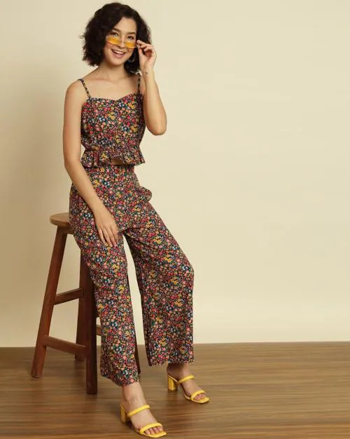 Floral Print Top with Pants