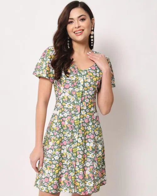 Floral A-Line Mini Dress