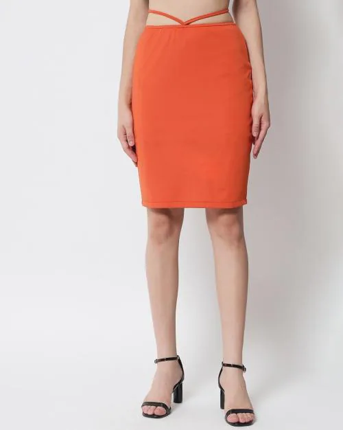Pencil Skirt with Waist Tie-Up