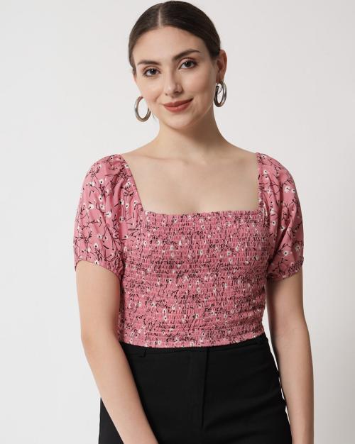 Floral Print Square-Neck Top