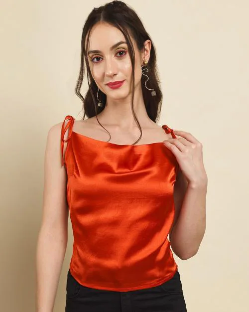 Satin Cowl-Neck Top