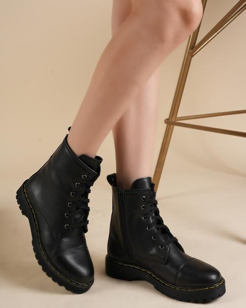 Women Ankle-Length Lace-Up Boots