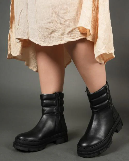 Women Ankle-Length Block Heeled Boots