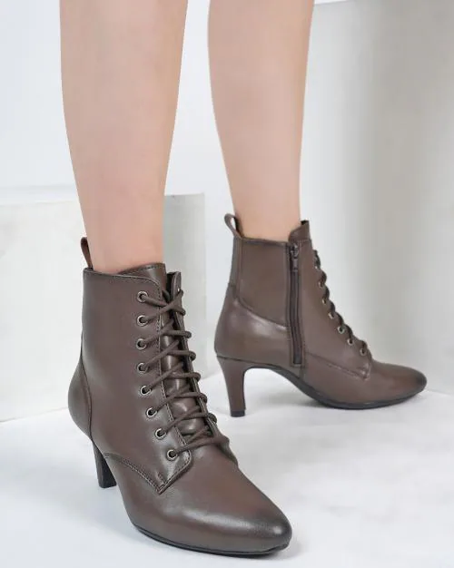 Women Lace-Up Heeled Boots