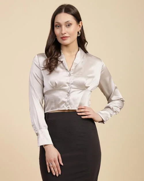 Women Fitted Button-Front Top