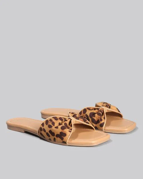 Women Leopard Print Slip-On Fat Sandals
