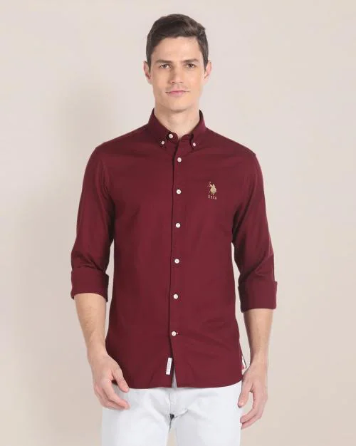 Men Tailored Fit Shirt with Logo Print