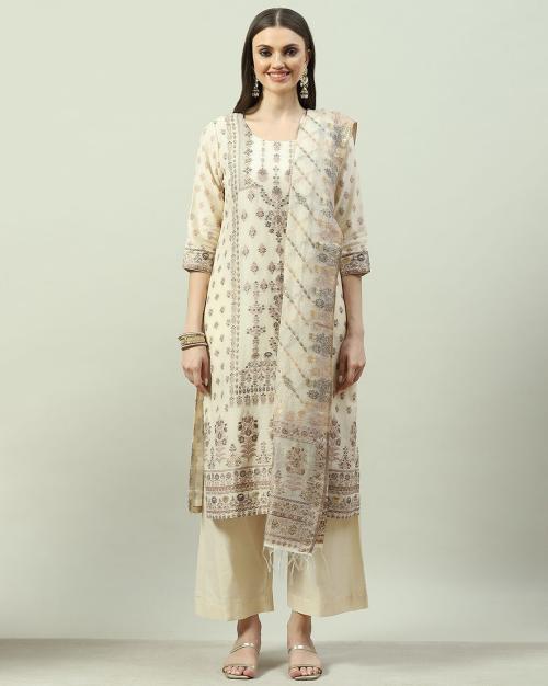 Women Floral Print Straight Kurta & Palazzos & Dupatta