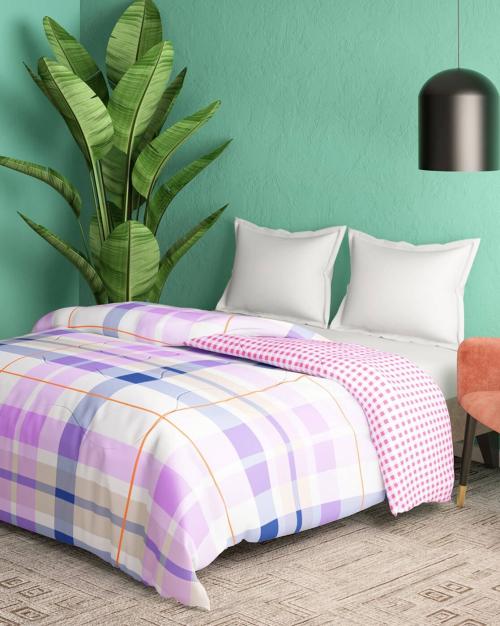 80 GSM Checked Cotton King Comforter