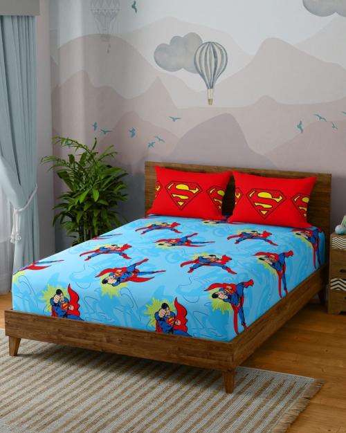 Buy 120 TC Spider-Man Print Double Bedsheet with Pillow Covers Online ...