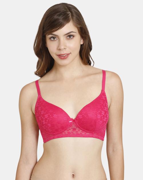 Rosaline Padded Non-Wired Medium Coverage Lace Bra - Beetroot Purple