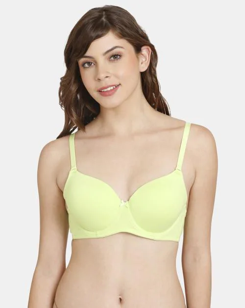 Rosaline Padded Wired 3/4th Coverage T-Shirt Bra - Sharp Green