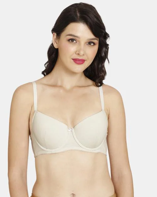 Rosaline Padded Wired Medium Coverage Lace Bra - Dawn Blue