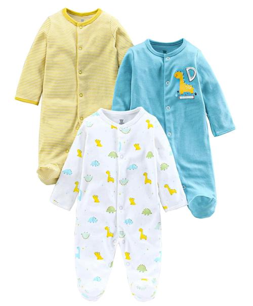 I Bears Baby Full Sleeves Footed Rompers Pack of 3, 0-1 Month (162)