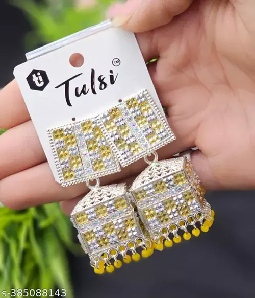 TULSI IMITATION Antique Designer Rajwadi Oxidized Jhumka Earrings for beautiful girls & women -Size-One Size-Multicolor3