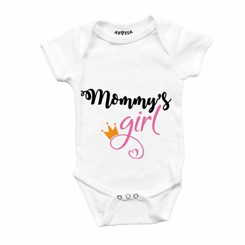 Arvesa Mommys Girl Unisex Baby 0-3 Month White Romper OnesieNeck RR-124-S-WHITE