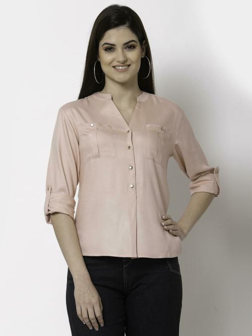 Style Quotient Women Nude-Coloured Classic Casual Shirt