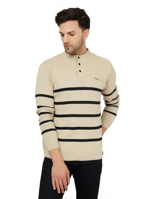 Kvetoo Men High Neck Full Sleeve Winter Woolen Button Sweater