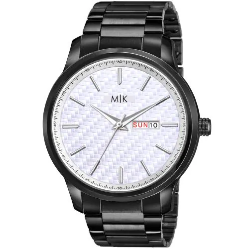 MORRIS KLEIN MK-8007 PREMIUM BLACK PLATED DAY & DATE FUNCTIONING Analog Watch - For Men