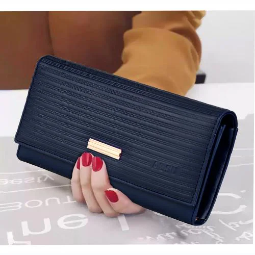 ALSU Women's Trendy Blue Hand Clutch Wallet with Phone Pocket Card Holder (IRF-010blu)
