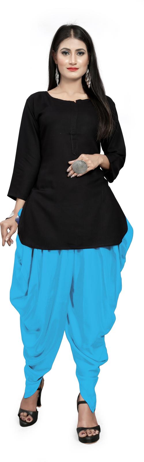 RUHI FASHION Women Black and Blue Solid Dhoti and Kurta Set - XL