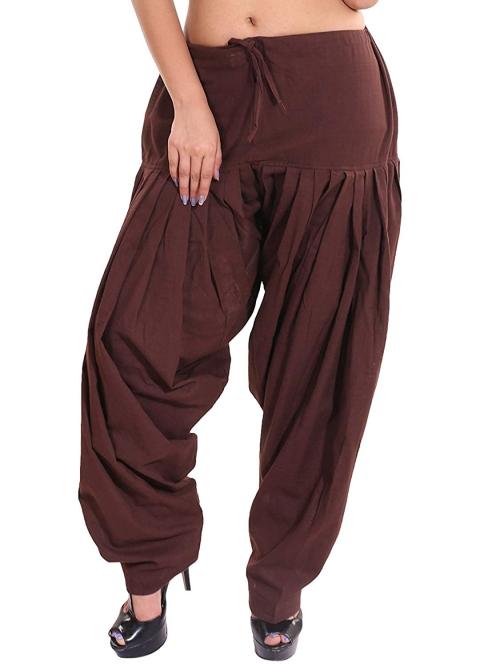 Cotoncroton Creations Women's Cotton Coffee Color Semi Patiala Salwar