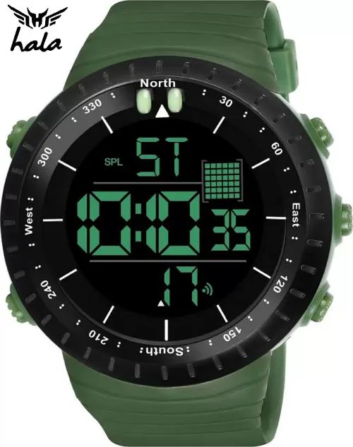 hala Sports Digital Black Dial Alarm Chrono Waterproof Digital Watch - For Men 321 Sport-Green