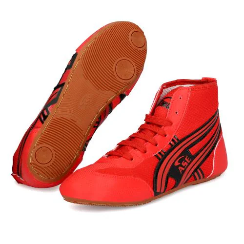 ASE Men's Red PU Lace-Up Kabaddi Wrestling Shoes