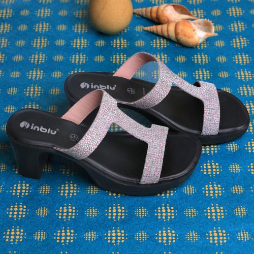 INBLU WE CARE FOR YOUR FEET Stylish Fashion Block Heel Sandal for Women | Comfortable | Lightweight | Anti Skid | Casual Office Footwear (MS24)