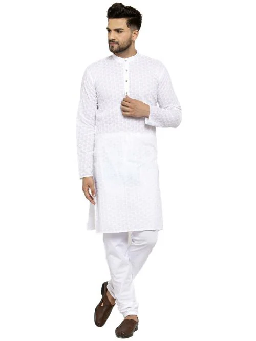Jompers Men's Embroidered Cotton Kurta Payjama Sets