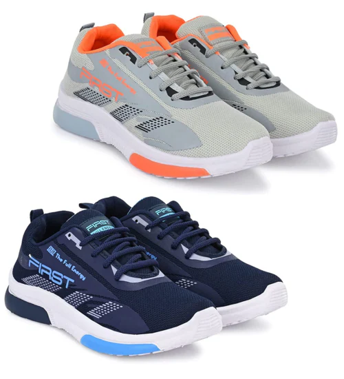 Genial Men's Sport Shoes Combo of 2 (Orange, Blue)