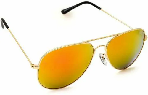 EYEMYEYE Gold Metal Riding Glasses, UV Protection Aviator Sunglasses For Men And Women - 62 mm
