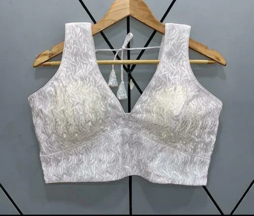 Linaro Lifestyles Women White Embroidered Net Blouse