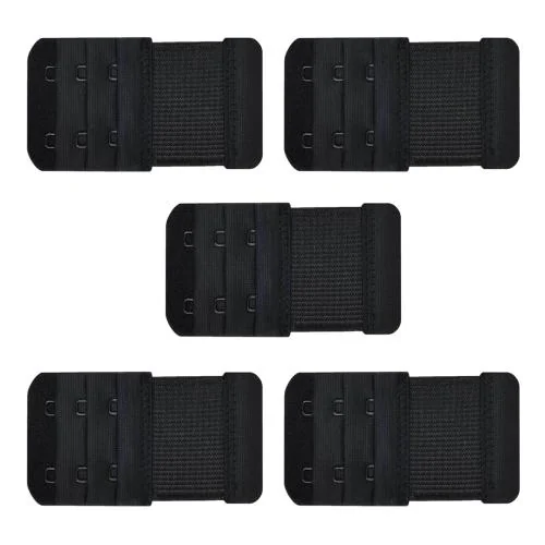 eDESIRE Bra Hook Extenders Women's Extension, 5 Pieces Bra Hook Strap Elastic Strip Extender Everyday Use Cotton Bra Extenders,5Pcs(Black)