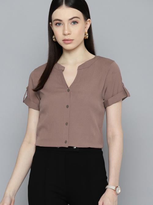 Wisstler Women Nude Color Solid Shirt