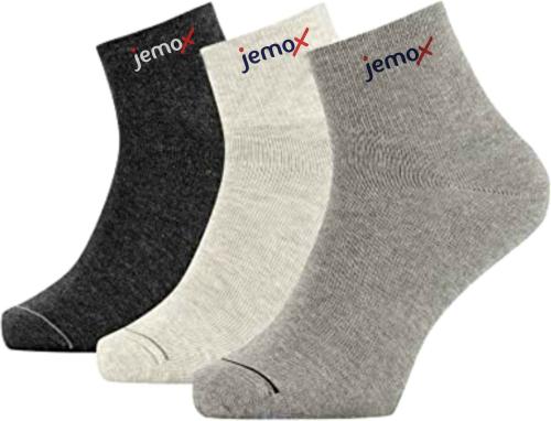 Jemox Unisex Black, Grey, White Solid Cotton, Polyester, Nylon And Elastane Low Cut Socks - L (Pack Of 3)