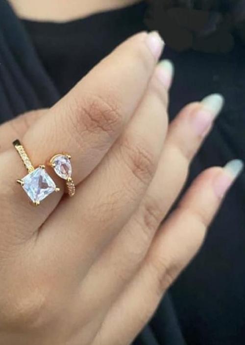 FALLY JEWLLERY Gold Titanium Plated Alloy Cubic Zirconia Adjustable Rings Women and Girls