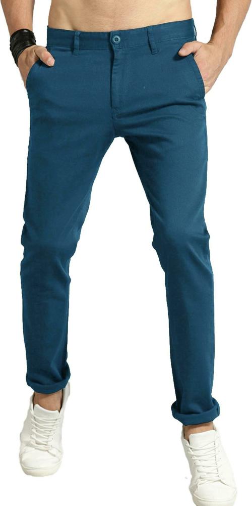 AD & AV Men Teal Solid Synthetic Single Casual Trousers