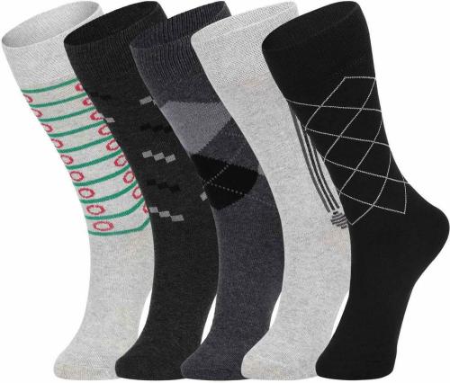 TRAZO Men Multicolor Printed Cotton Blend and Lycra Blend Pack of 5 Mid-Calf Length Socks (Free size)