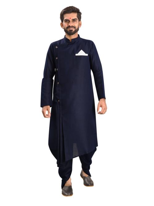 DEIANA'S New Men's Fancy Designer Navy Blue Dhoti Kurta Payjama Set.