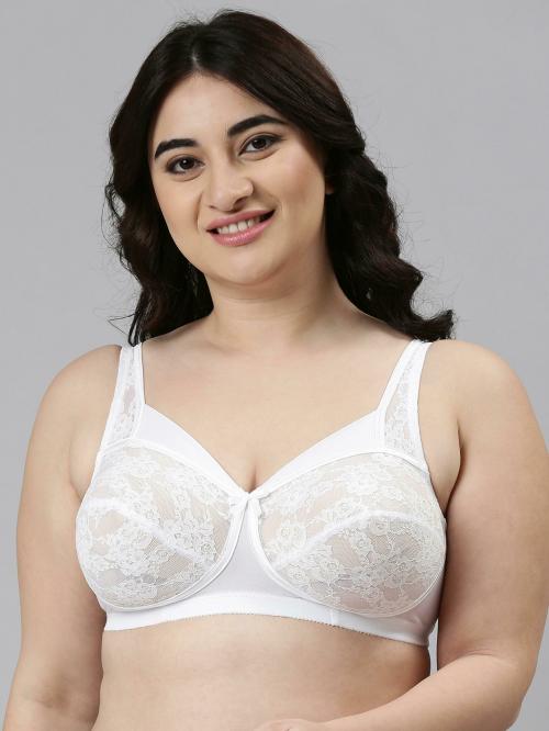 Enamor FB06 Full Support Classic Lace Lift Bra for Women- Full Coverage, Non Padded and Wirefree