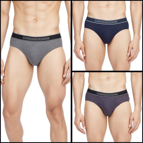 Chromozome Men Multi 5 Solid 100% Cotton Pack of 3 Briefs
