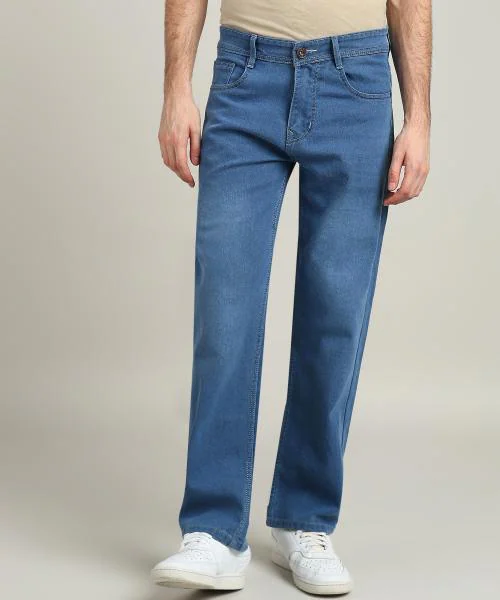 Southee Loose Fit Light Blue Baggy Denim Solid Jeans for Men & Boys